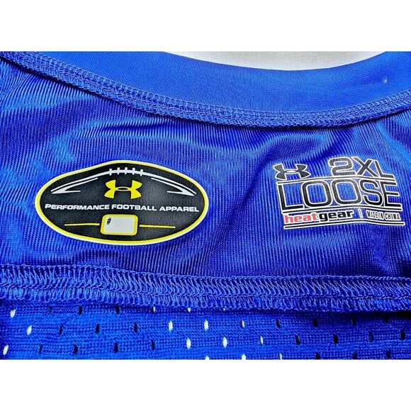 Under Armour Size 2XL Men's Blue Loose Heat Gear Performance Football Jersey NWT - Picture 4 of 10